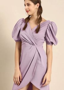 Lilac Puff Sleeve Mini Dress