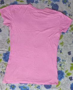 Casual, pink crew-neck t-shirt
