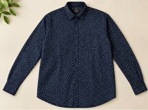 Men's Printed Navy Blue Shirt