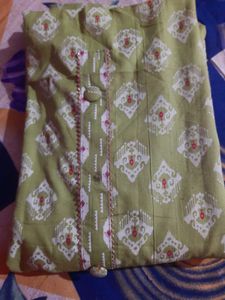 unstitched Green Printed Kurta