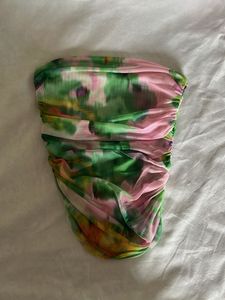 ZARA - Sheer Ruched Floral Print Top