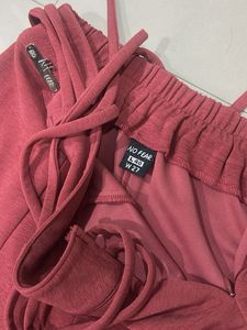 Flared Red Pants with Tie Detail