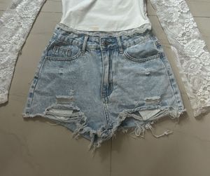 ripped Denim Shorts