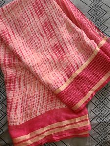 Pink & Red Tie-Dye Saree