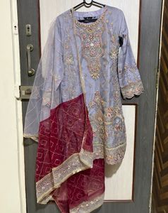 Embroidered Kurta Set with Dupatta