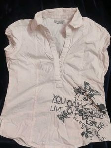 yk2 white Graphic Print Tunic Top
