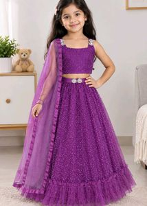 Sparkling Purple Lehenga Set for Girls