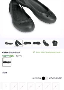 Crocs Kadee Flat Black Ballet Flats w8.
