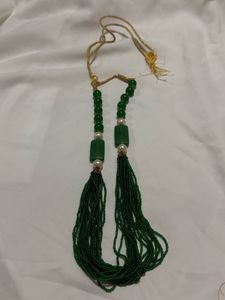 Green Beaded Necklace with Tassels