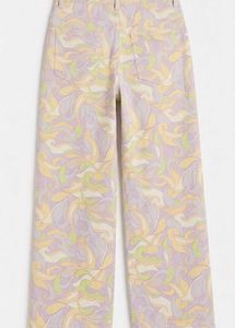 Retro Swirl Print Wide-Leg Jeans