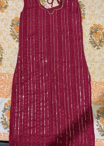 Elegant Pink Sequined Kurta Set