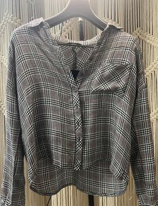 Grey Stripes Crop Shirt (30-32)