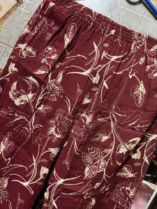 Maroon Floral Print Button-Down Dress