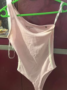 Studiofit One Shoulder Pink Bodysuit
