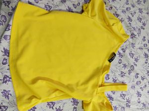Bright Yellow Cold Shoulder Top