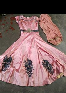 Elegant Pink Anarkali Gown