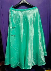 Green Satin Midi Skirt