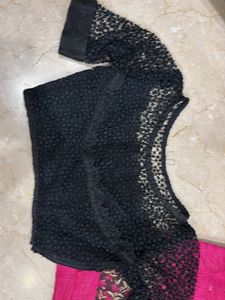 Stunning Pink &amp; Black Saree with blouse