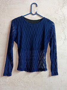 Girls Navy Blue Lace Top