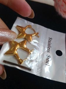 Golden Star Hoop Earrings