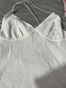 White Textured Mini Dress