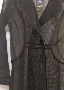 Black Mesh Trench Coat