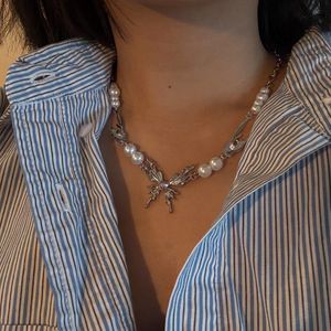 ✩ Y2K  savana Fairy Pearl Butterfly Necklace ✩