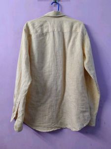 Men's orange Linen Long Sleeve Shirt