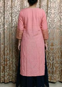 Elegant Pink Kurta with Black Anarkali