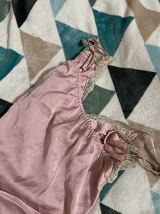 y2k Pink Satin Lace Nightgown