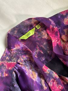 Bohemian Floral Print Sheer Blouse