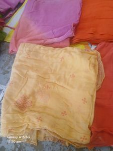 Vibrant Red Bandhani Saree with Golden Border