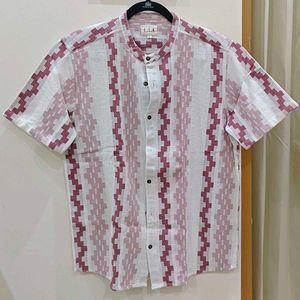 Textured Resort Shirt | White & Pink Patterned