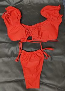 Red Off-Shoulder Bikini Set