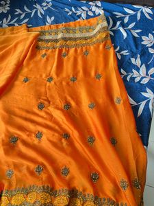 Partywear Orange saree with blouse