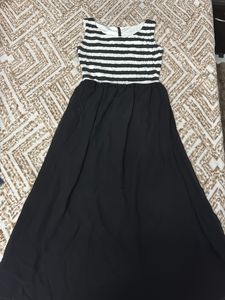 Black N White Striped Gown