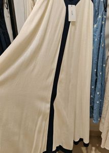 Elegant Cream & Navy Maxi Dress