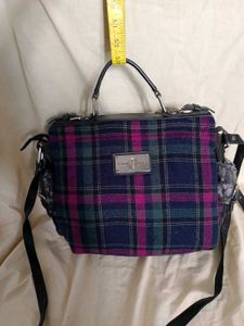 Plaid &amp; Fur Crossbody Bag