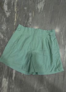 Mint Green Pleated Shorts