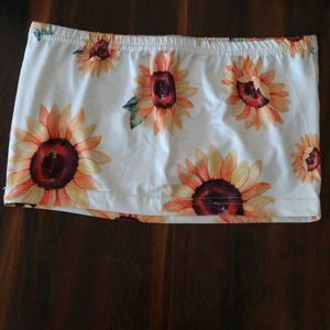 Sunflower Print Tube Top