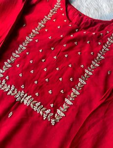 Embroidered Red Silk Blouse