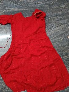 Vibrant Red Embroidered Kurti