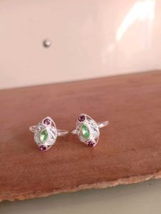 Green Diamond Toerings Pure Silver