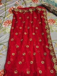 Beautiful Red Embroidered Saree