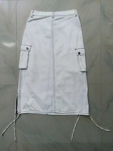 White Cargo Midi Skirt