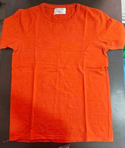 Orange Textured Crew Neck T-Shirt