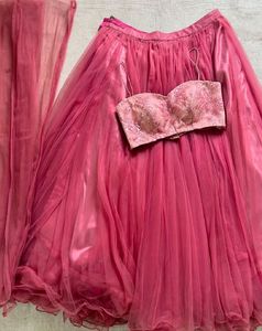 FREE DELIVERY Pink Lehenga With Dupatta And Blouse