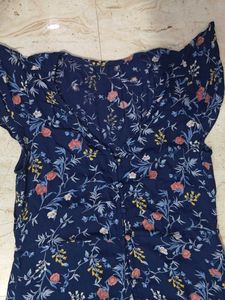 Navy Floral Print Midi Dress