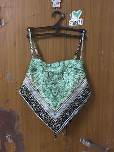 Patterned Tie-Up Crop Top