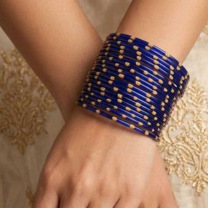 Blue &amp; Golden Bangles with Yellow Accents